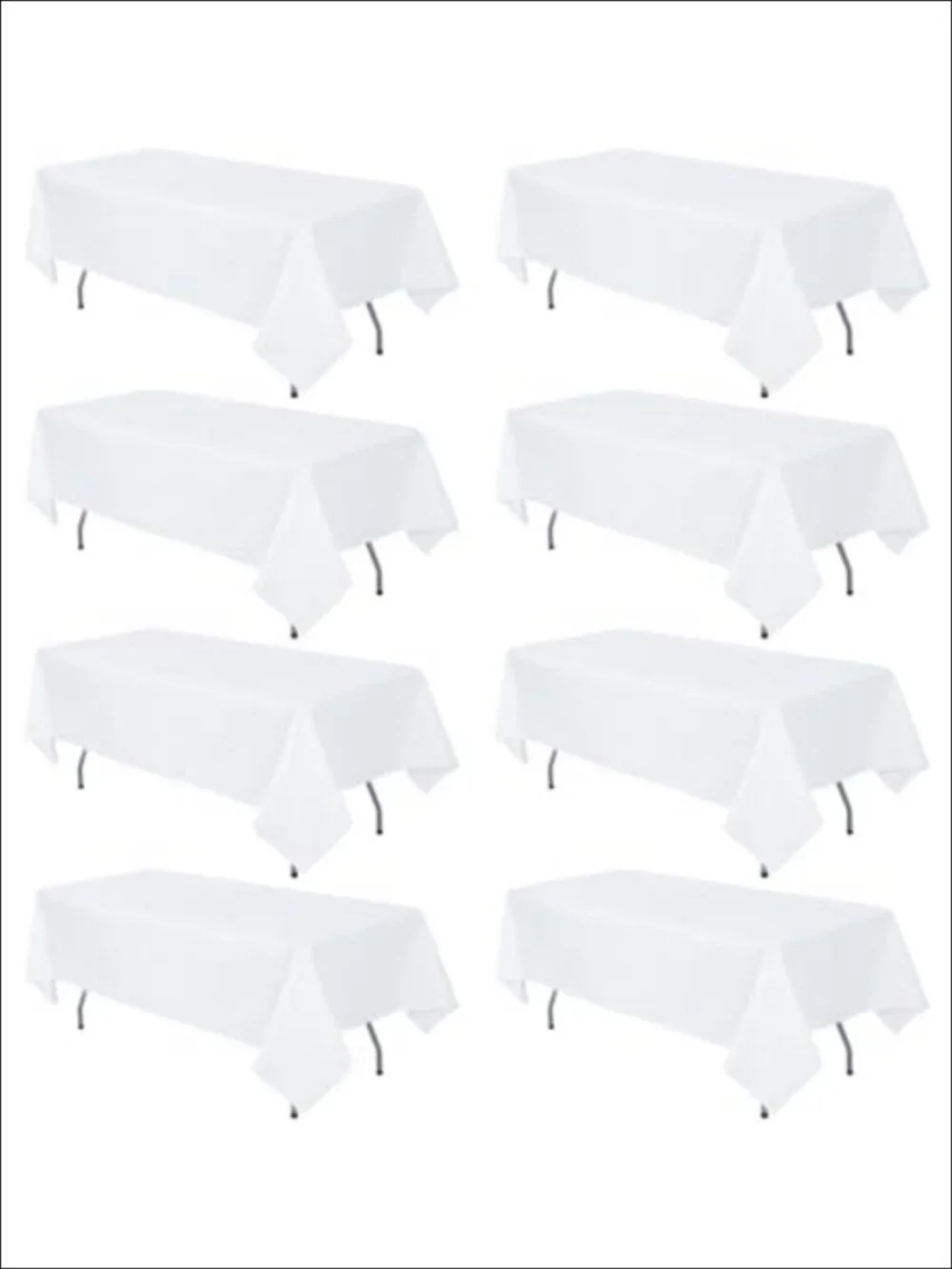 8 Pack White Rectangle Table Cloth 60 x 102 Inch for 6 Foot Tables